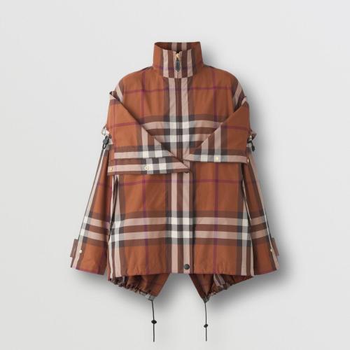  BURBERRY 22年秋冬 女士 重塑版型格纹连帽外套 80573181