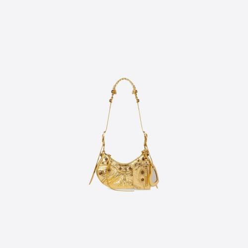  BALENCIAGA巴黎世家 22年秋冬 女士 单肩包 Women's Le Cagole Xs Shoulder Bag  in Gold 6713 预定商品1-3周发货