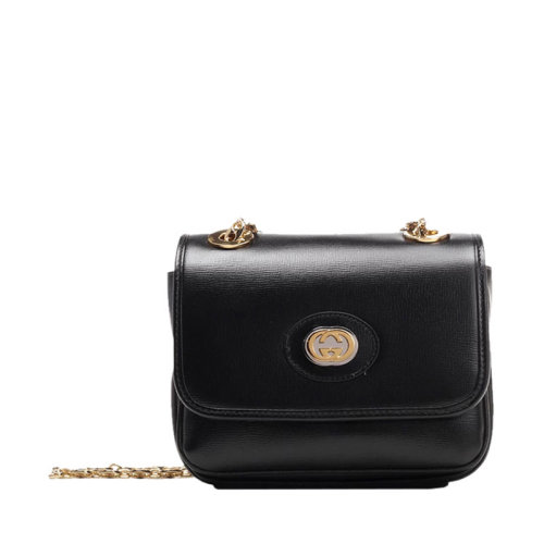 GUCCI/古驰 古琦女包 女士GG黑色皮革经典时尚翻盖链条单肩包 576423 1DB0X 1000