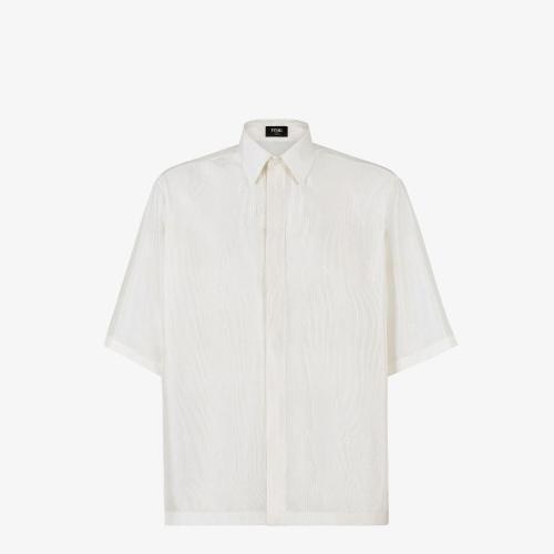 FENDI芬迪 22年秋冬 男士 短袖衬衫 白色桑蚕丝衬衫 FS079_KEGF0QG1