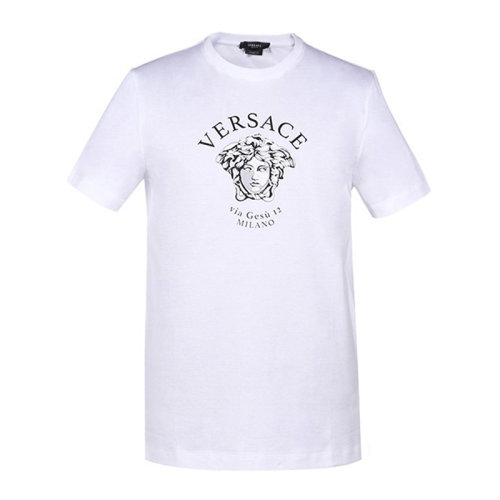 VERSACE/范思哲 男士纯色棉质经典字母徽标美杜莎头像印花圆领上衣短袖T恤 A88659-A228806 多色可选