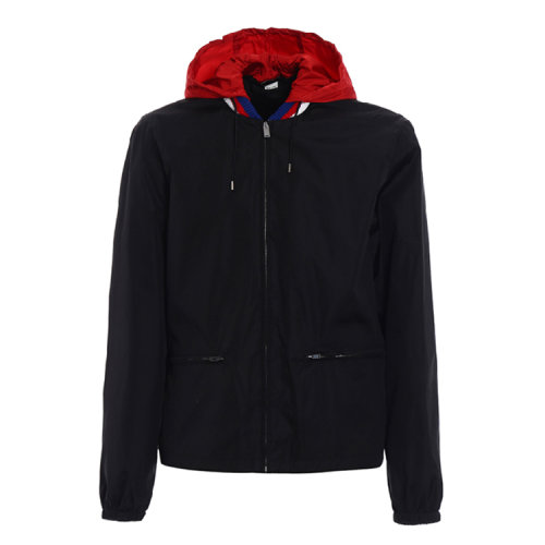 GUCCI/古驰  男装 Gucci印花 经典黑色 男士 连帽 秋冬夹克 外套  473302 Z719B 1155