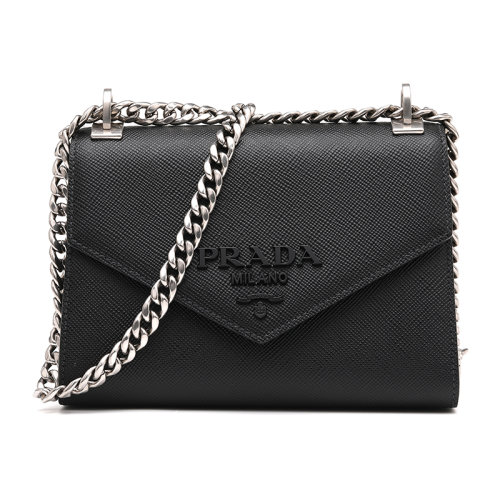 PRADA/普拉达Monochrome系列牛皮革女士单肩包链条包1BD1272ER