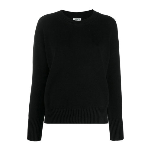 KENZO/高田贤三 女士纯色棉质后背logo标识时尚休闲套头针织衫毛衣 F962TO496814 多色可选