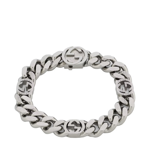 GUCCI/古驰  钯金色效果金属双G细节互扣式手链?675758I46010926