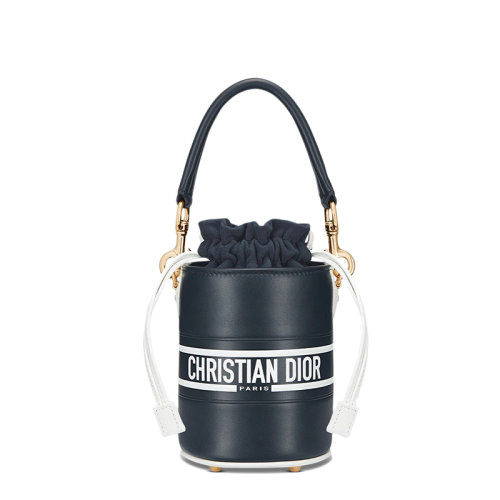 DIOR/迪奥 22春夏新款VIBE系列 女士超迷你蓝色牛皮革抽绳设计手提单肩斜挎桶包S6250OSGQ_M928