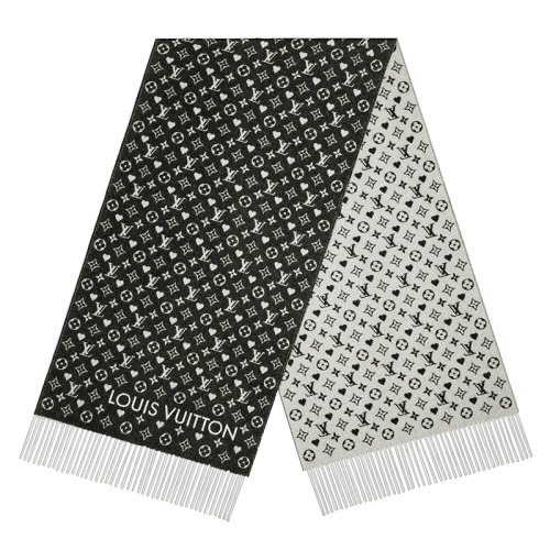 Louis Vuitton/路易威登新款 GAME ON系列 女士黑色羊绒字母印花围巾MP2907