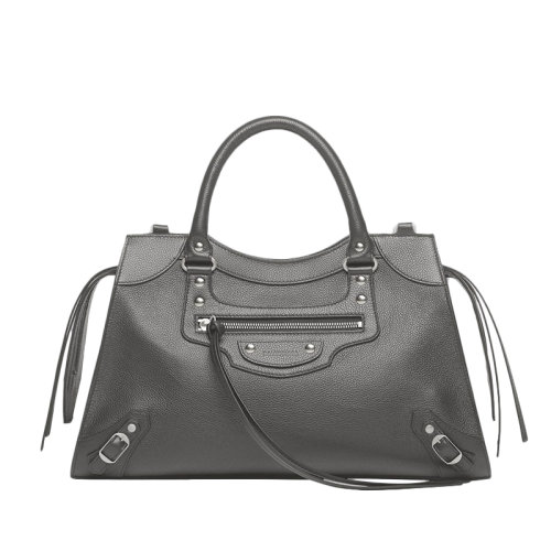 Balenciaga/巴黎世家 Neo Classic 男士深灰色粒面小牛皮中号单肩手提包 63847015Y4Y1219