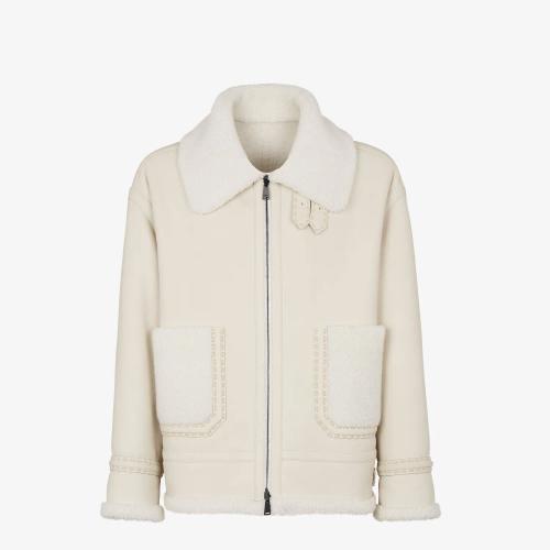  FENDI芬迪 22年春夏 男士 夹克 白色毛羊皮夹克 FM0176AIV0F0ZNM