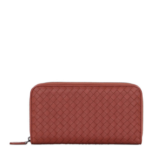 Bottega Veneta/葆蝶家 女士羊皮手工编织全拉链式中号长款钱夹钱包手拿包女包 302357-V001N多色可选