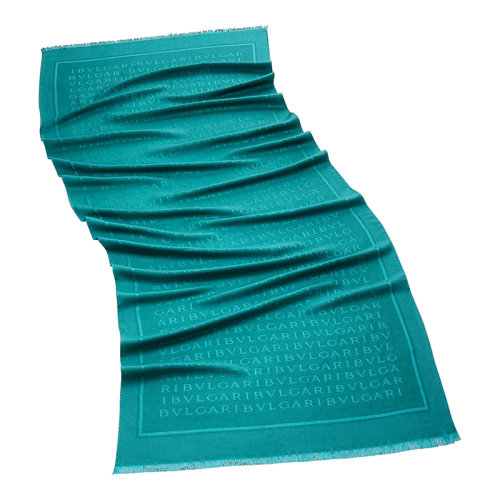 BVLGARI/宝格丽 女士Lettere Maxi翡翠绿色羊毛和精美丝绸披肩241411