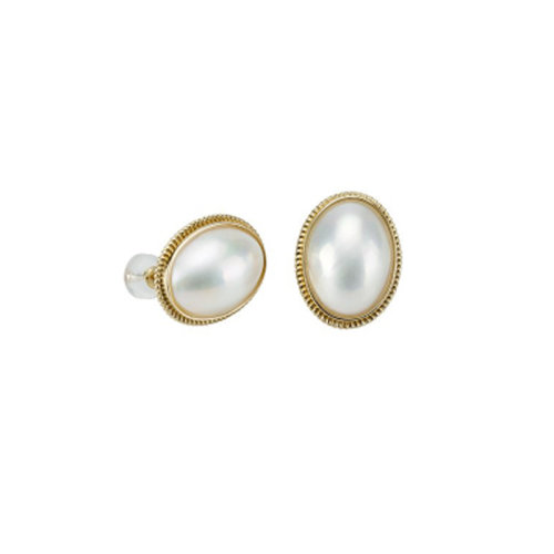 GeleiStory/GeleiStory向往系列18K金马贝王妃款复古椭圆形耳钉 店铺特惠