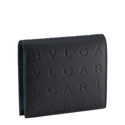 BVLGARI/宝格丽  女士黑色Bvlgari Infinitum图案烫印小牛皮短款钱包291749