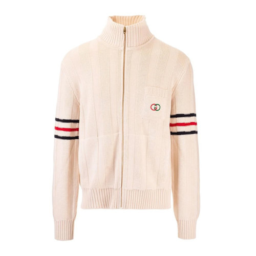 GUCCI/古驰 男士米色棉质拉链款毛衣保暖针织衫 630423-XKBGM-9071