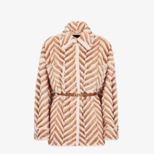 FENDI芬迪 22年秋冬 女士 夹克 拼色貂毛夹克 FNE61LAJ9TF1GG5