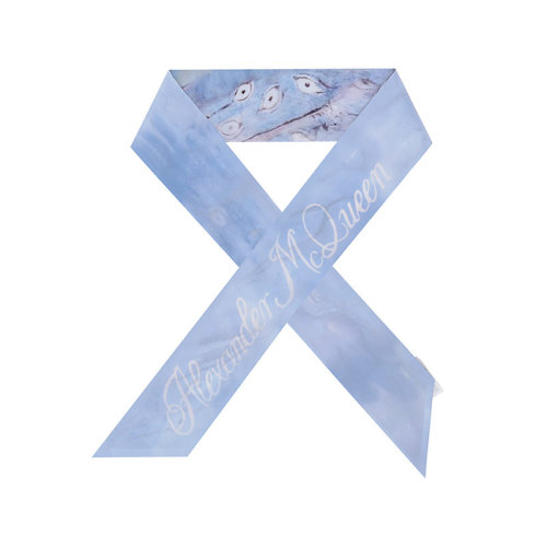 Alexander McQueen/亚历山大麦昆【22春夏新款】女士桑蚕丝装饰带小领巾窄版丝巾 687456 3005Q