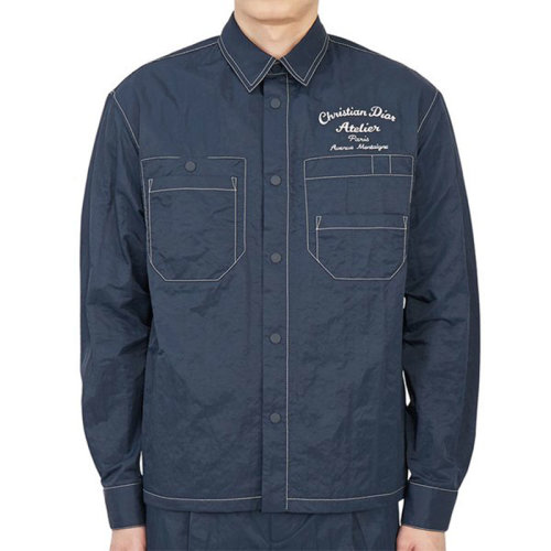 DIOR/迪奥 男士蓝色涤纶长袖衬衫 213C512A5456C580