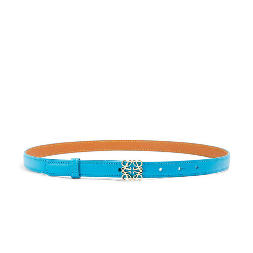 LOEWE/罗意威 22年早春新款 Anagram系列 女士青色光滑牛皮革金扣腰带20毫米E619Z15X06-5627