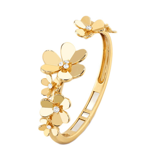 Van Cleef & Arpels/梵克雅宝 经典款Frivole系列 18k金黄金镶钻7三瓣花朵手链手镯VCARP6L300