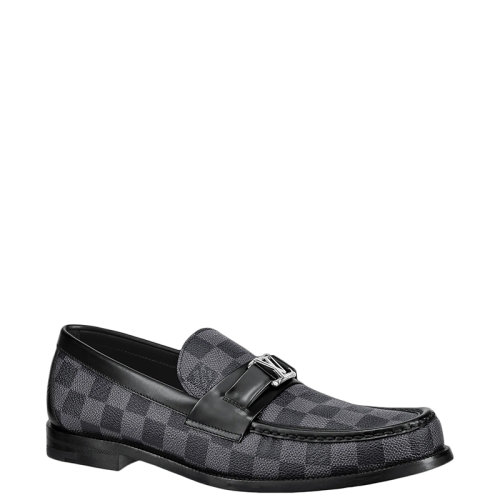 Louis Vuitton/路易威登 22年早春新款 MAJOR系列 男士石墨灰色Damier图案帆布乐福鞋1A4OKT