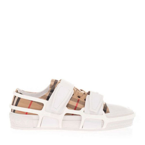 BURBERRY/博柏利 巴宝莉女鞋 女士米色格纹棉质拼皮革时尚休闲运动鞋 80343261