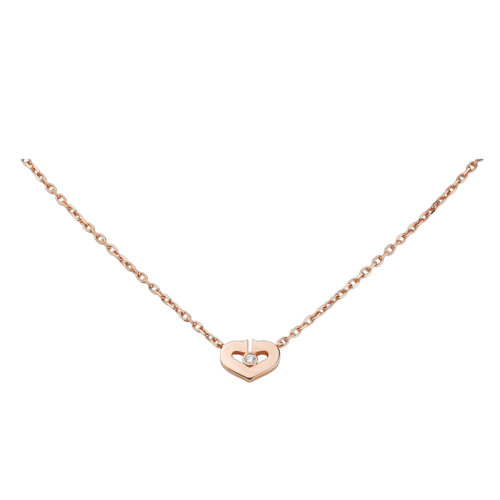 CARTIER/卡地亚  SYMBOLES系列 XS型号18k金玫瑰金镶嵌钻石爱心项链B3040400