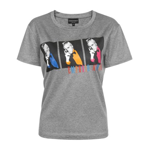 Emporio Armani/安普里奥阿玛尼 灰色 女士图案印花短袖T恤 3G2T7Q-2JQ3Z-0616