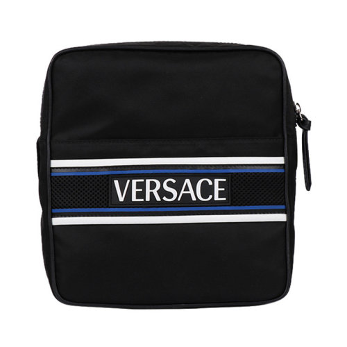 VERSACE/范思哲 男士 黑色 尼龙品牌LOGO斜挎包单肩包 DL27418 DNYNV D41P HJH0015X