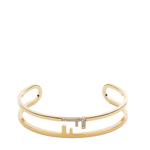 FENDI/芬迪  O’LOCK系列 金色金属Fendi O'Lock镂空图案水晶手镯8AH326A44GF089U