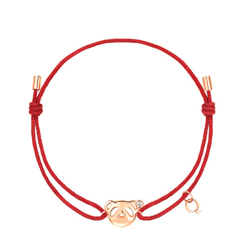 QEELIN/麒麟珠宝 22新款Bo Bo系列 18K金玫瑰金镶钻熊猫小红绳手链BB-040-XQRCBL-RGD