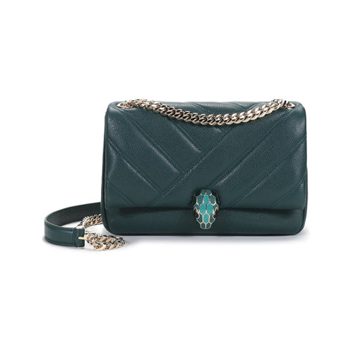 BVLGARI/宝格丽  女士小号SERPENTI CABOCHON系列牛皮蛇头扣绗缝手提单肩斜挎包 290650