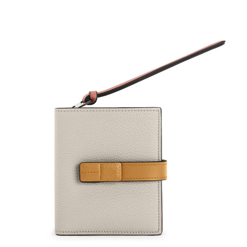 LOEWE/罗意威 21新款 女士浅燕麦色/蜂蜜色粒面小牛皮按扣拉链钱包0010578490