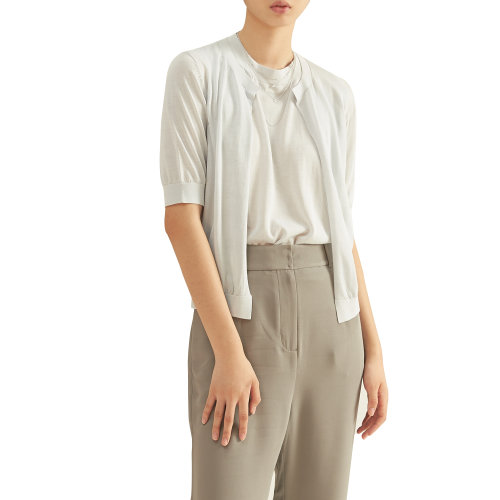 19年秋冬款nisiss/怡夕丝绵混合短袖针织开衫女士针织衫/毛衣Y155SK01