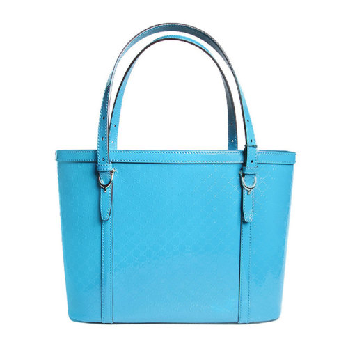 GUCCI/古驰 女士蓝色漆皮双G标志印花单肩包手提包购物袋女包 336776-AV12G-4618