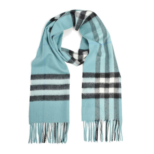 BURBERRY/博柏利 男女通用 中性水蓝色羊绒格纹围巾围脖 3963507