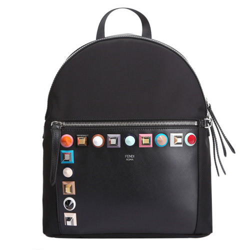FENDI/芬迪  女包 铆钉装饰 女士黑色牛皮时尚背包双肩包 FD8BZ035A0Q0F0X93