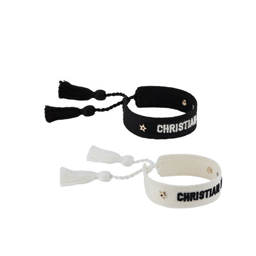 DIOR/迪奥 22新款J'ADIOR系列 女士白色/黑色棉布刺绣饰金属标志星星流苏手链套装B1670ADRMT_D381