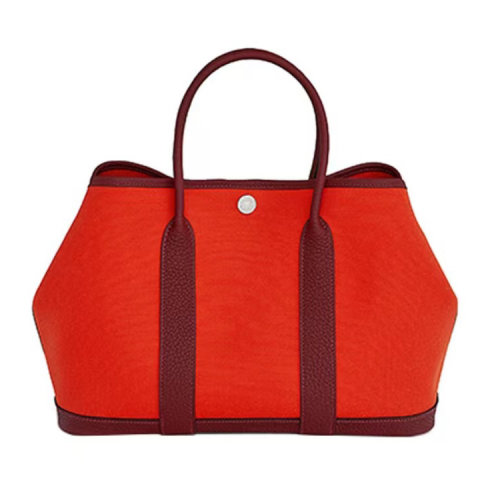 【主推】HERMES/爱马仕 Garden Party 30 帆布 Negonda小牛皮 银扣 手提包 女款（配HERMES礼品盒）