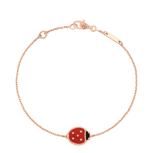 Van Cleef & Arpels/梵克雅宝 Lucky Spring系列 18K金玫瑰金红玉髓玛瑙瓢虫图案形状手链VCARP7R000