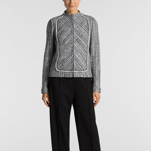 St.John/盛蔷复古修身粗花呢长袖针织外套女士夹克K61X041