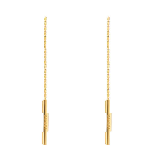 GUCCI/古驰 Link to Love系列 18k金黄金条形Gucci铭文吊坠耳环662115J85008000