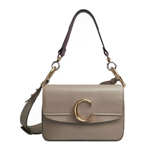 CHLOE/克洛伊 新款Chloe C女士小号大象灰牛皮单肩包