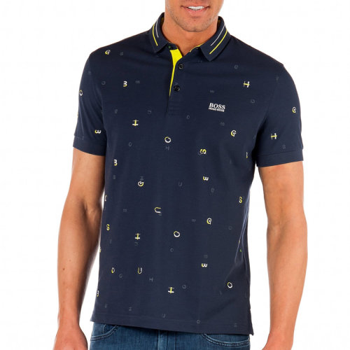 Hugo Boss 雨果博斯 男装 服饰 蓝色棉潮流花纹休闲舒适男士短POLO Paddy750404209