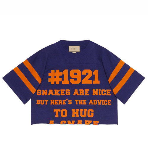 GUCCI/古驰女士紫色棉质短袖T恤660868XJDKG4448