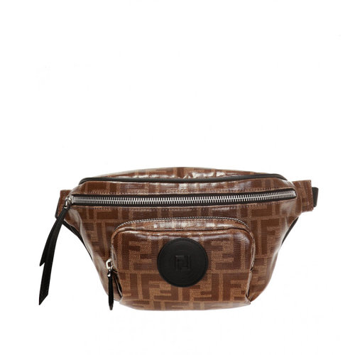 FENDI/芬迪 男女同款 棕色织物配皮时尚腰包 7VA446A5K4F17PZ