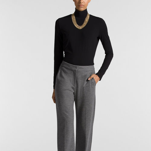 St.John/盛蔷灰色直筒针织长裤女士休闲裤K81XW51