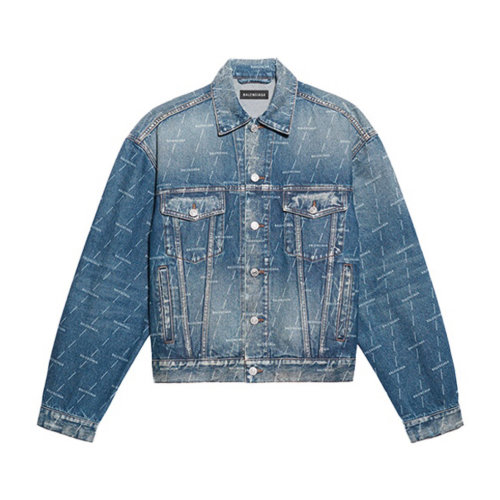 纯棉蓝色男士牛仔夹克 Balenciaga/巴黎世家 男士夹克 男士外套 男上衣
