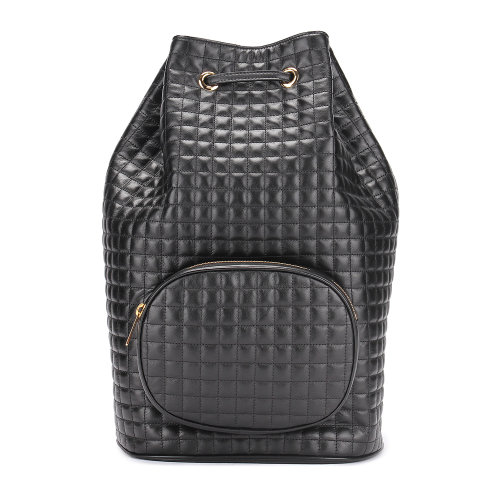 CELINE/赛琳女士链条logo印字单肩斜挎ins风背包黑色系皮革188243BFI