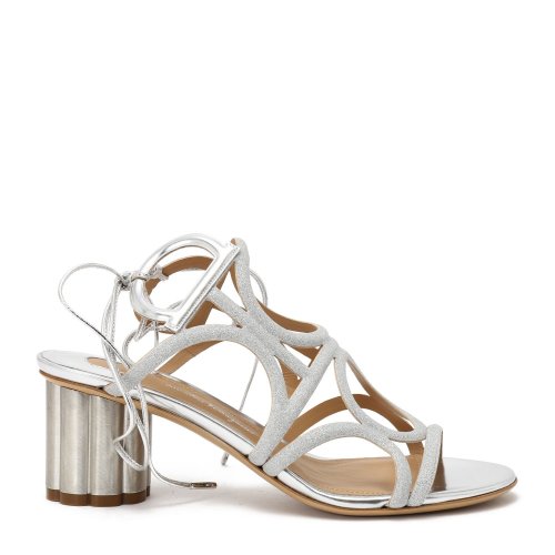 Salvatore Ferragamo/菲拉格慕 银色 女士系带镂空中跟凉鞋 695143-01N730-VINCI 55*-7A55MA