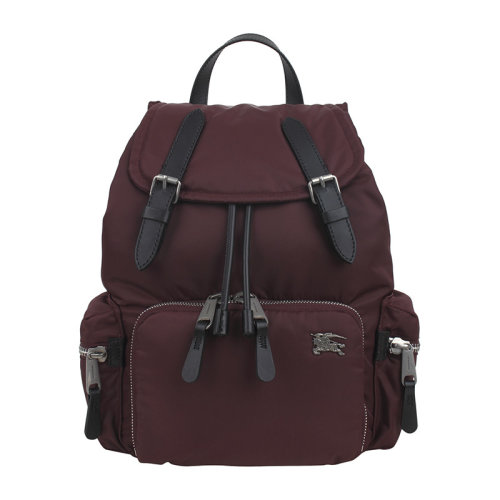 BURBERRY/博柏利 巴宝莉The Rucksack女包 女士战马骑士徽标酒红色尼龙双肩包翻盖背包 80067221